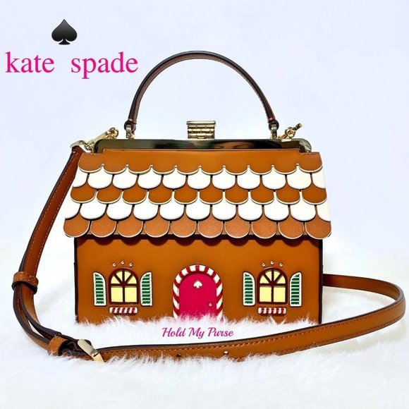 Kate Spade Gingerbread House Handbag & Gingerbread Man Keychain Charm NWT - Picture 4 of 15